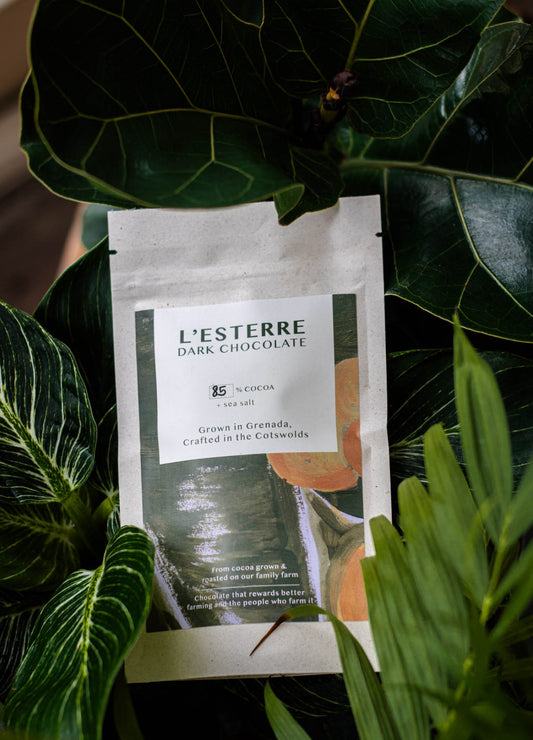 A pouch of 85% Dark Chocolate buttons with sea salt