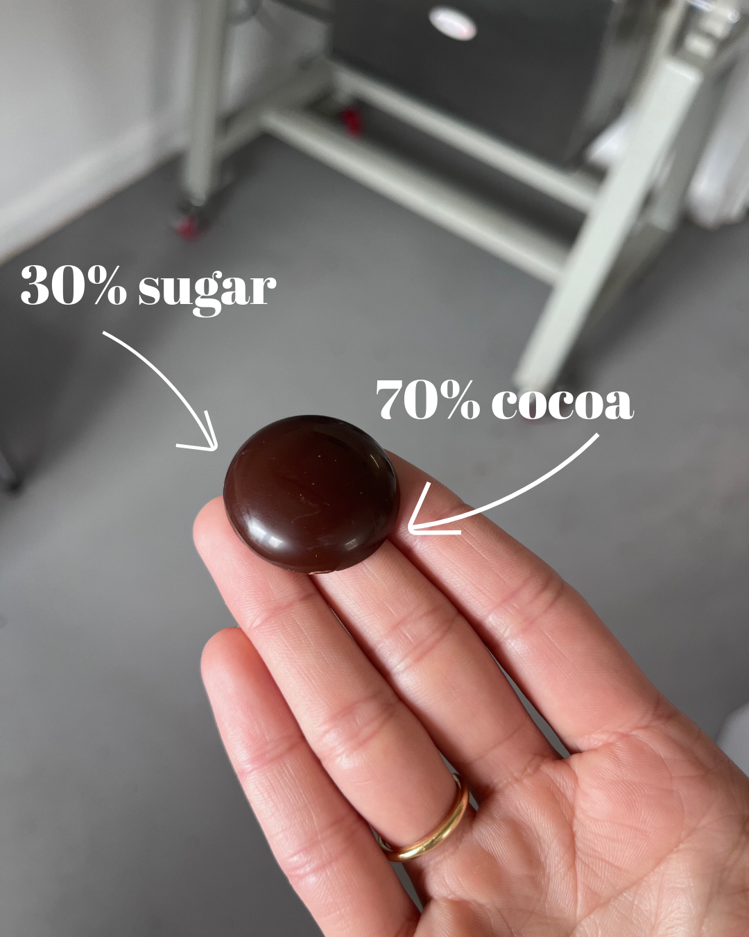 The Ingredients in our chocolate: 70% cocoa and 30% Sugar 