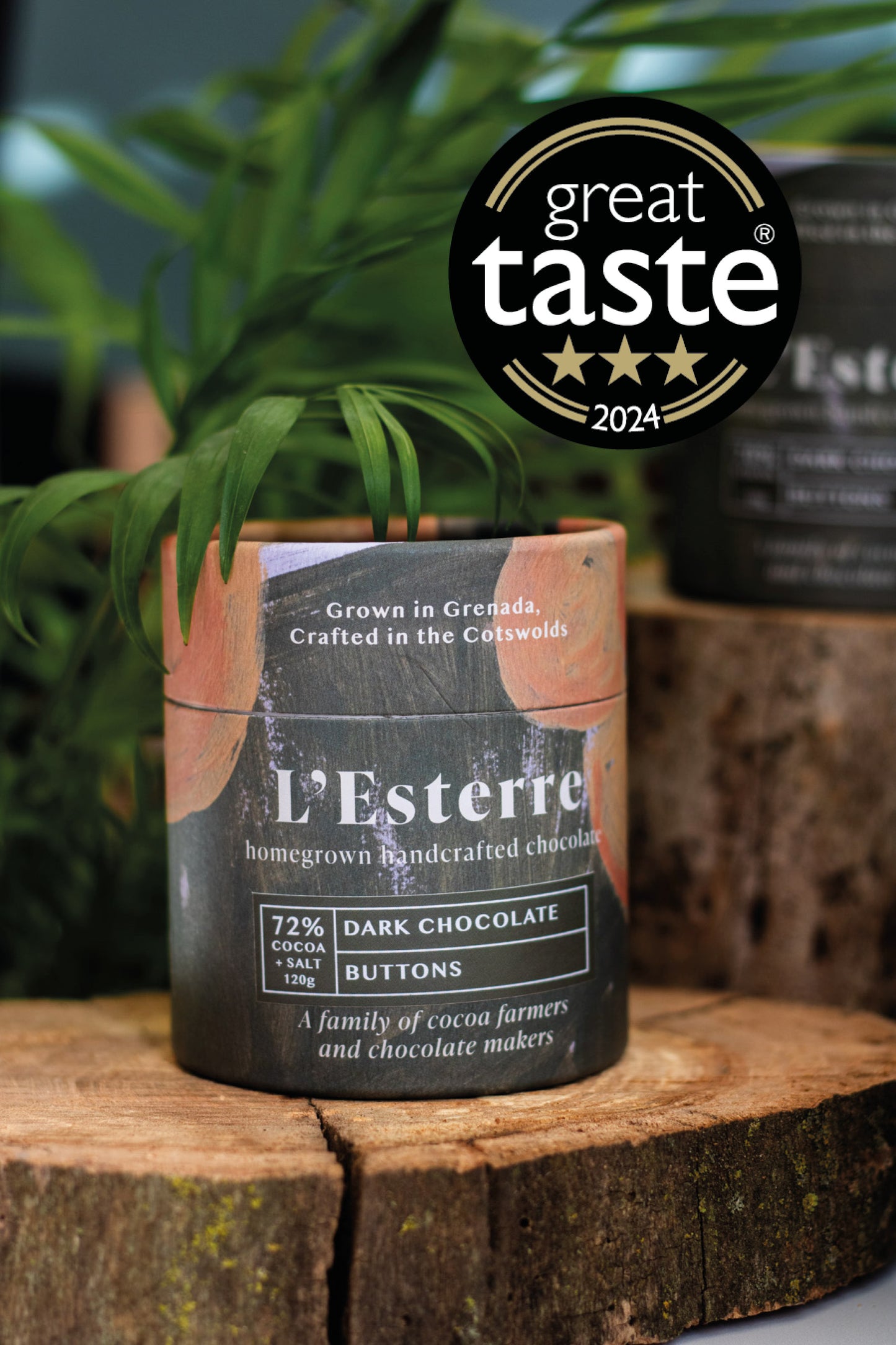 72% + Salt Grenada Fine Dark Chocolate Buttons Pot