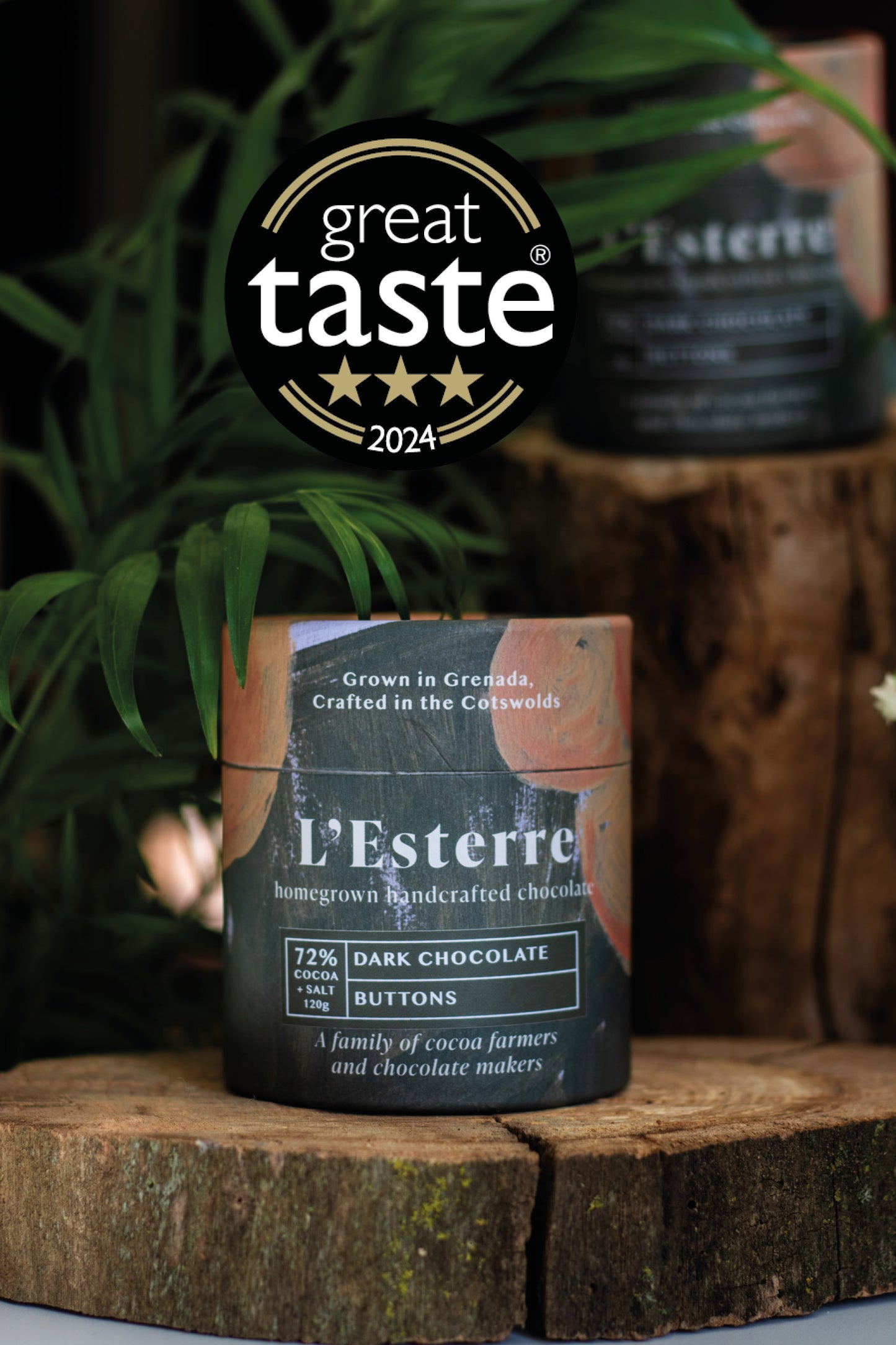 72% + Salt Grenada Fine Dark Chocolate Buttons Pot